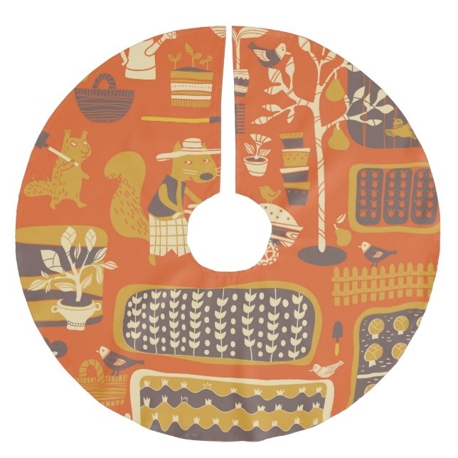 Garteneichhörnchen: Weichteilige Tierwelt Polyester Weihnachtsbaumdecke (Vorderseite)