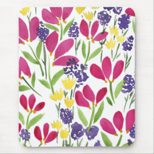 Gartenfarben Blume Aquarellfarben Rosa Lila Gelb Mousepad