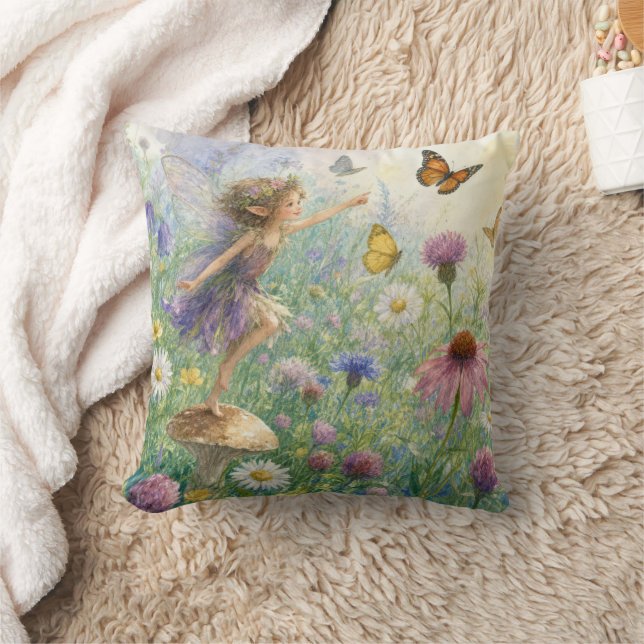 Gartenfee mit Schmetterlingen Kissen (Decke)