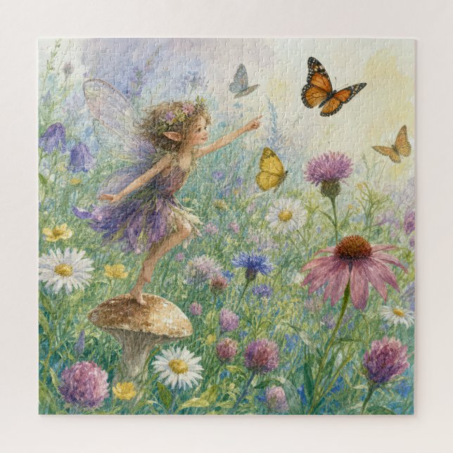 Gartenfee mit Schmetterlingen Puzzle (Vertikal)