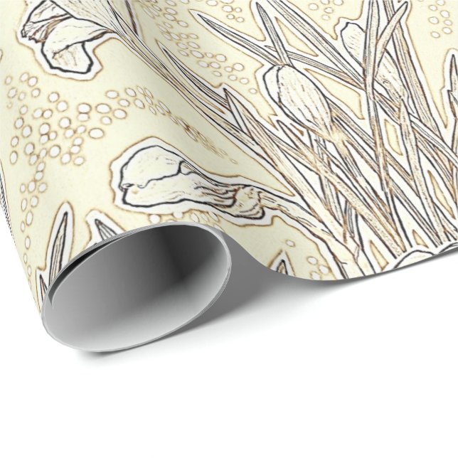Gartengarten Blume Blumenmuster Creme Geschenkpapier (Rolleneckpunkt)