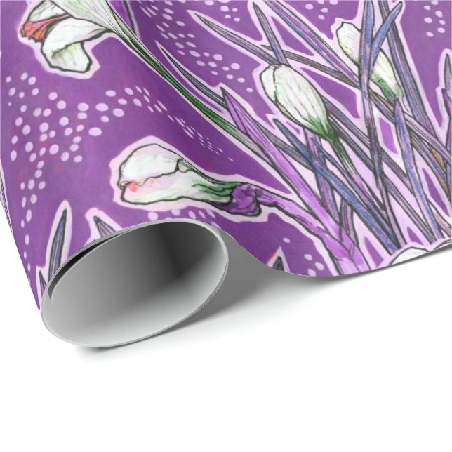 Gartengarten Blume Botanische Blüte Lila Geschenkpapier (Rolleneckpunkt)