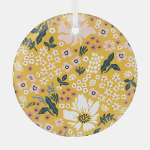 Gartengarten Blume: Gelber Vintager Charme. Ornament Aus Glas