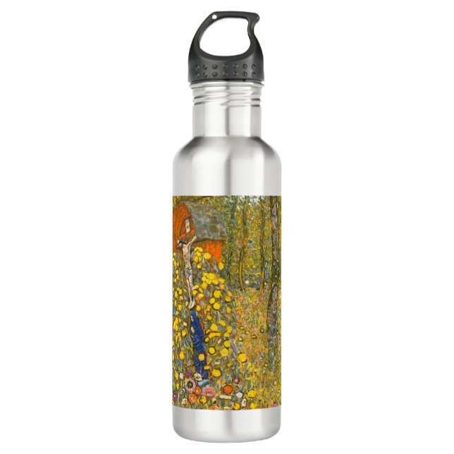 Gartengarten Gustav Klimt mit Crucifix Edelstahlflasche (Vorderseite)