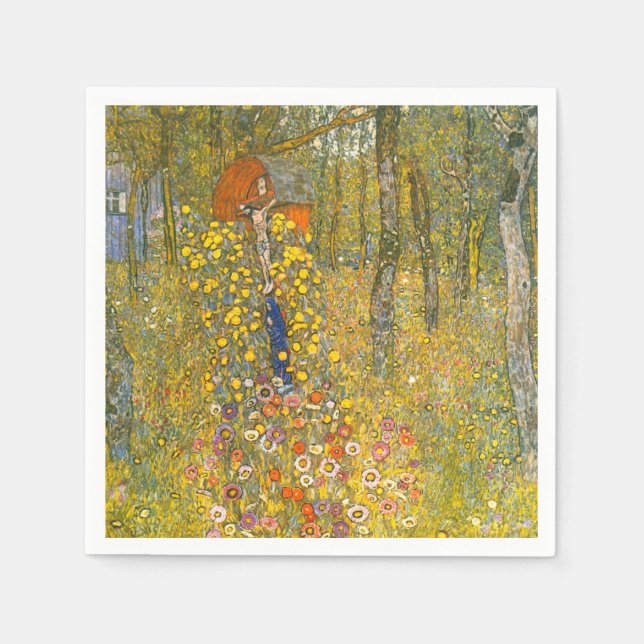 Gartengarten Gustav Klimt mit Crucifix Serviette (Vorderseite)