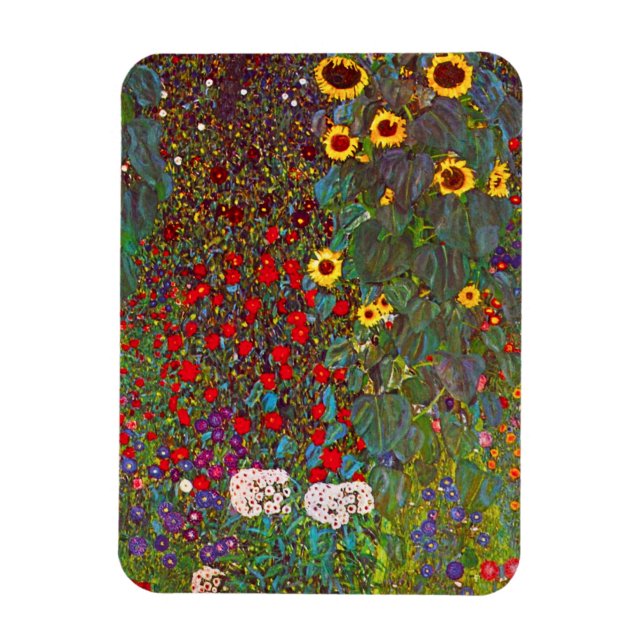 Gartengarten Gustav Klimt mit Sonnenblumenmoor Magnet (Vertikal)