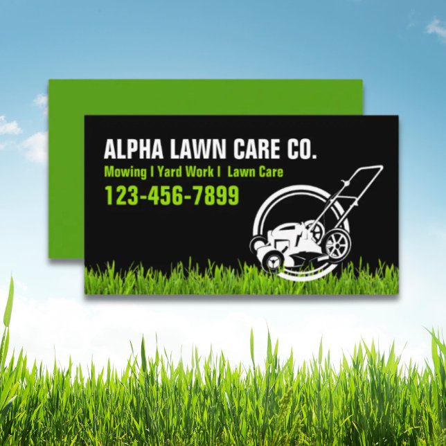 Gartengarten Landschaft Landschaftsbild Grasmähen Visitenkarte (Yard Lawn Care Landscape Landscaping Grass Mowing Business Card)