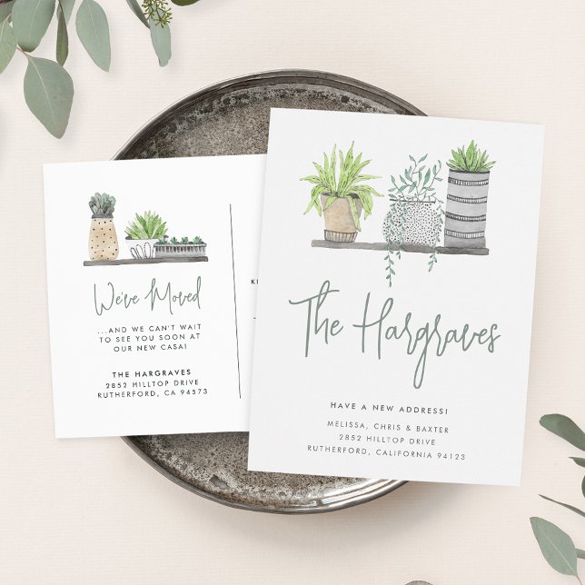 Gartengarten Moderne grüne botanische Bewegung Ankündigungspostkarte (Von Creator hochgeladen)