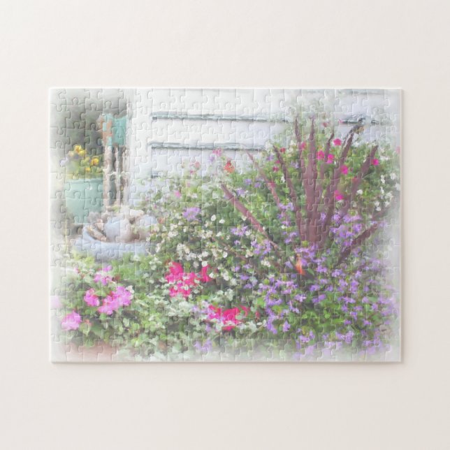 Gartengarten Wasserfarben Malerei Puzzle (Horizontal)