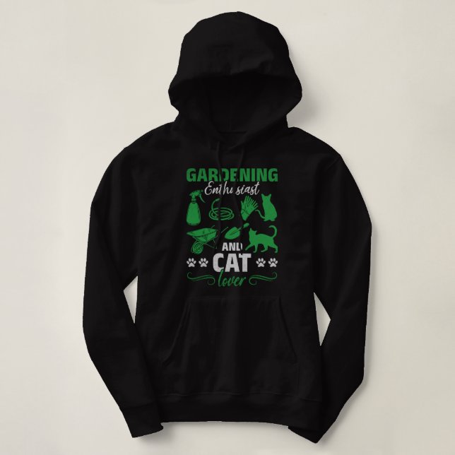 Gartengärtner und Cat Lover Gardener Hoodie (Design vorne)
