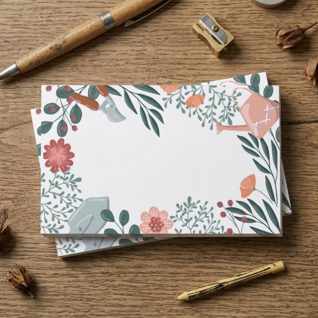 Gartengeräte & Wildblumen-Randgestaltung Post-it Klebezettel (Von Creator hochgeladen)