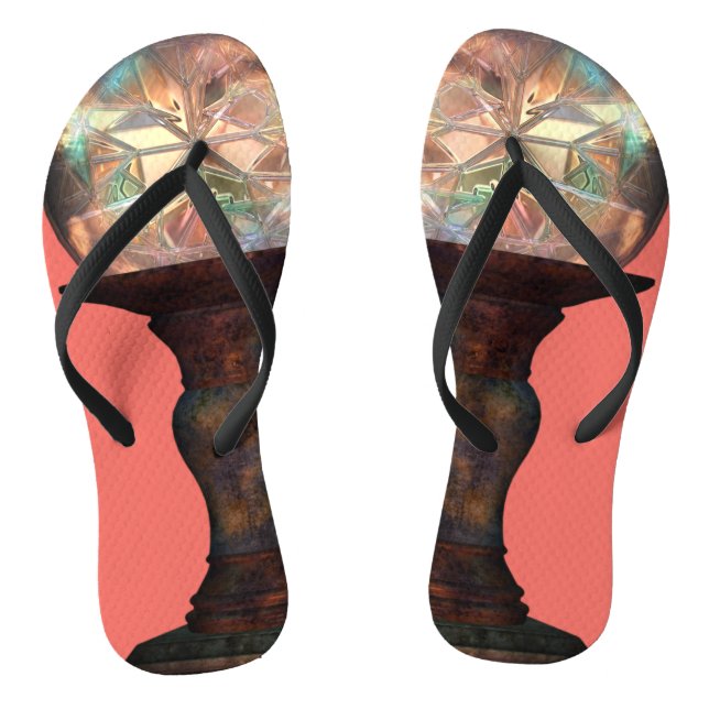 Gartenglockenfenster Korallenkoralle rosa Buntglas Flip Flops (Fußbett)