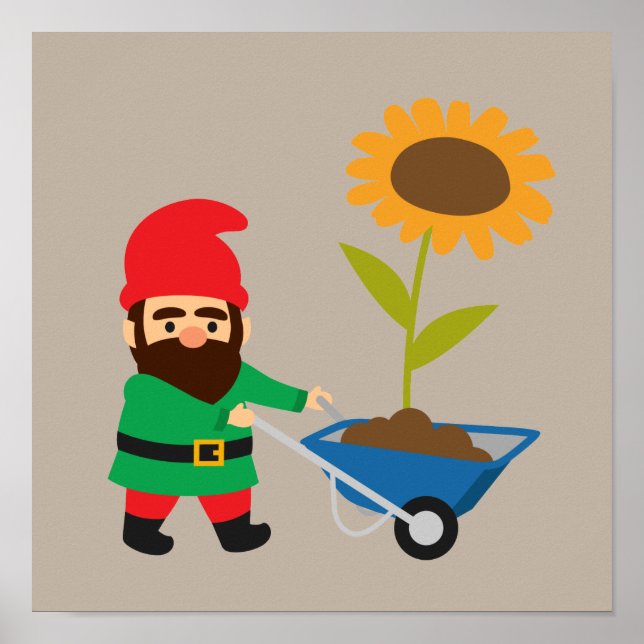 Gartengnome niedliches Gartenthema Poster (Vorne)