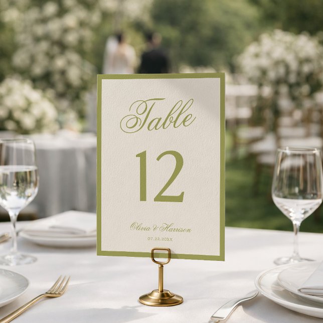 Gartenhochzeit Olive Kalligrafie Tischnummer (Von Creator hochgeladen)