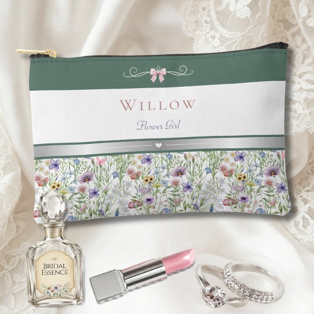 Gartenhochzeit Wildblumen Blumenmädchen Zubehörtasche (Sweet wildflower bag for the Flower Girl. A whimsical keepsake for the littlest bridal member.)