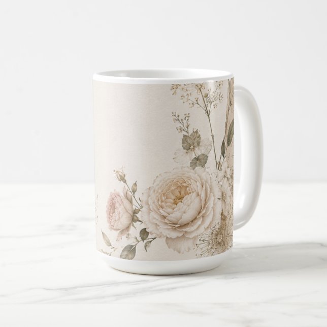Gartenhochzeits-Einladung mit Naturlook Kaffeetasse (VorderseiteRechts)