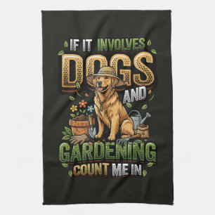 Gartenhund, wenn es Hunde und Gartenarbeit beinhal Geschirrtuch