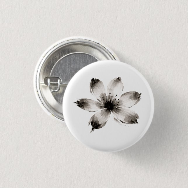 Gartenia-inspirierte Tintenblume Botanische Kunst  Button (Vorne & Hinten)