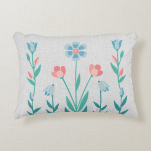 Gartenidylle Blumen - Türkis & Rosa Dekokissen