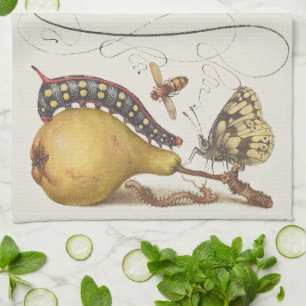Garteninsekten, Fliege, Raupe, Birne, Tausendfüßle Geschirrtuch