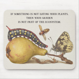 Garteninsekten, Fliege, Raupe, Birne, Tausendfüßle Mousepad