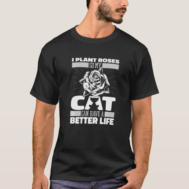 Gartenkatze Gärtner Rose Gärtnerei T-Shirt (Vorderseite)