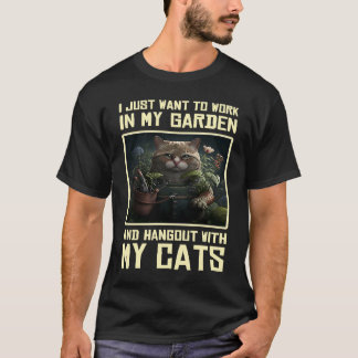Gartenkatze Kitten Gartenarbeit Landschaftsgärtner T-Shirt