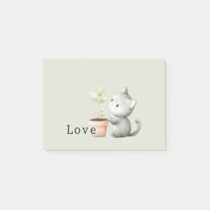 Gartenkatze mit Pflanzenliebe Post-it Klebezettel
