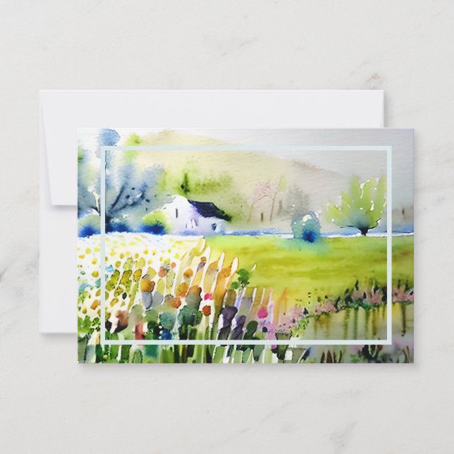 Gartenkirche Aquarell personalisiert Mitteilungskarte (Vorderseite)