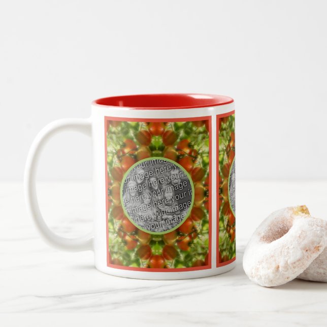 Gartenkirsche Tomaten Natur hinzufügen Ihr eigenes Zweifarbige Tasse (Mit Donut)