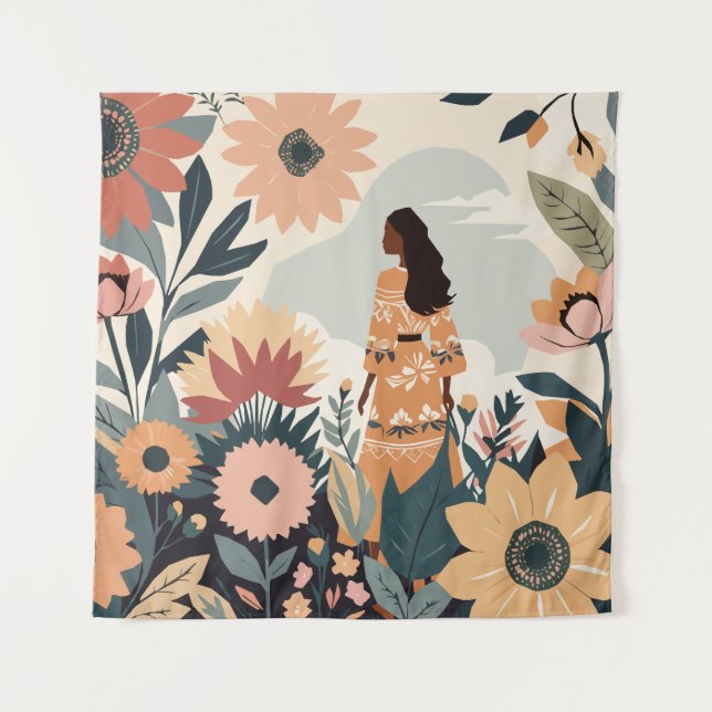 Gartenkontemplation Wandteppich (Vorderseite)