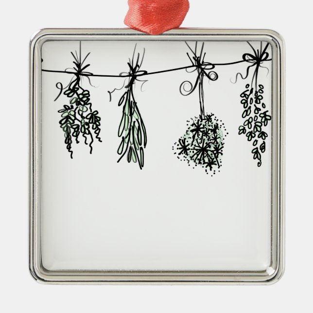 Gartenkräuter botanischer Boho Ornament Aus Metall (Vorne)