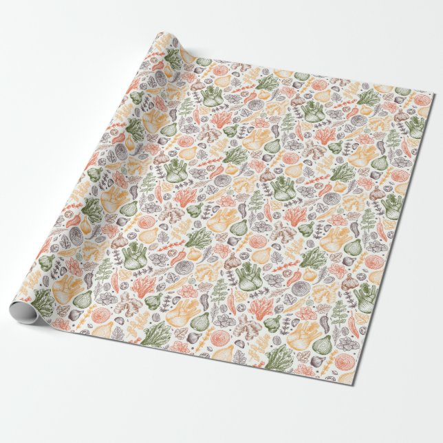 Gartenküche Gemüsemuster Geschenkpapier (Ungerollt)