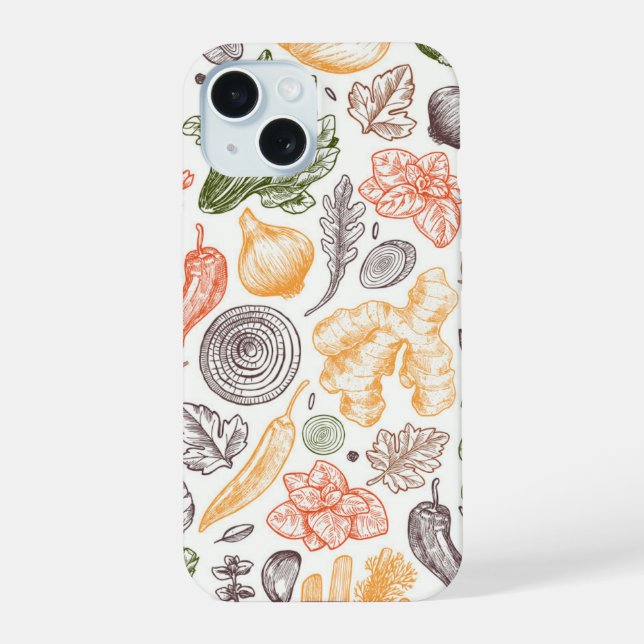 Gartenküche Gemüsemuster iPhone 15 Hülle (Rückseite)