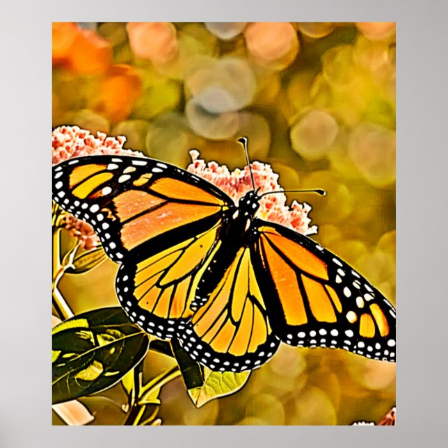 Gartenkunst mit Monarchfalter Poster (Vorne)