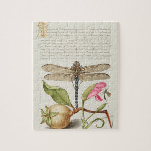 Gartenleben, Libelle, Birne, Nelke und Insekt Puzzle