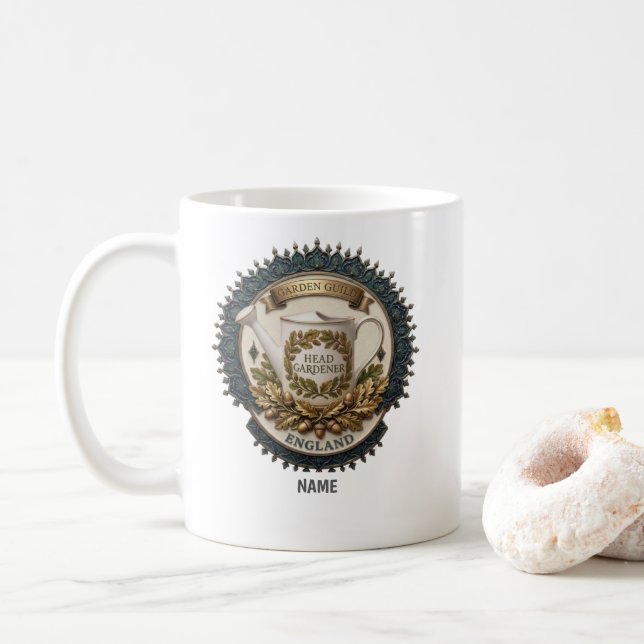 Gartenleiter | Personalisiertes britisches Erbstüc Kaffeetasse (Mit Donut)