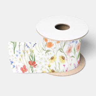 Gartenlicht Hintergrund Wildblumen Florales Muster Satinband