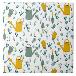 Gartenliebhaber: Tränken, Dosen, Handschuhe, Kräut Fliese