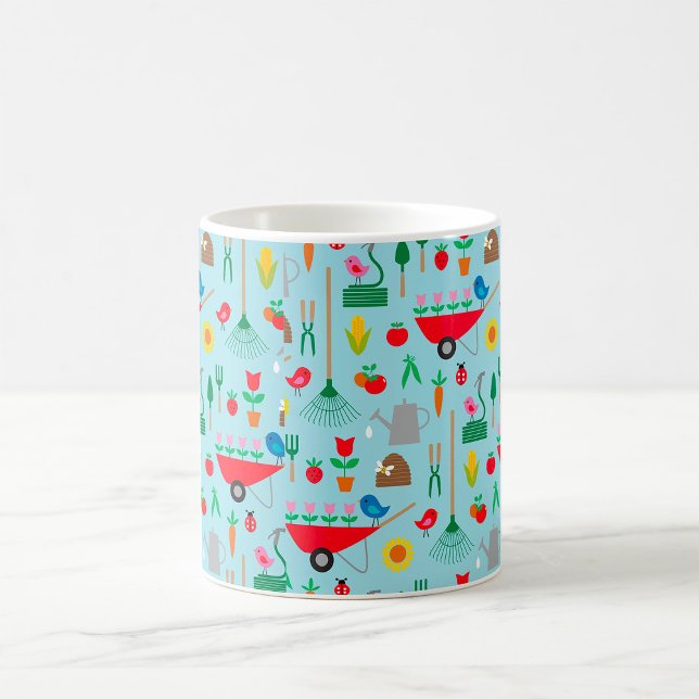 Gartenmuster Frühlingsblumen und Gartengeräte Kaffeetasse (Von Creator hochgeladen)