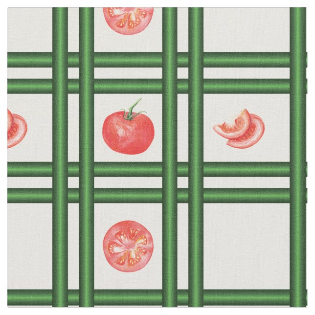Gartenmuster für frische Tomaten Stoff (Nahaufnahme)