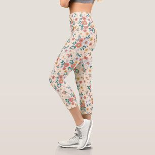 Gartenmuster für Korallenblumen Capri Leggings