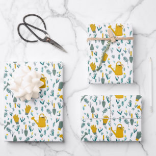 Gartenmuster Wasser Blume Gartengeschenk Geschenkpapier Set