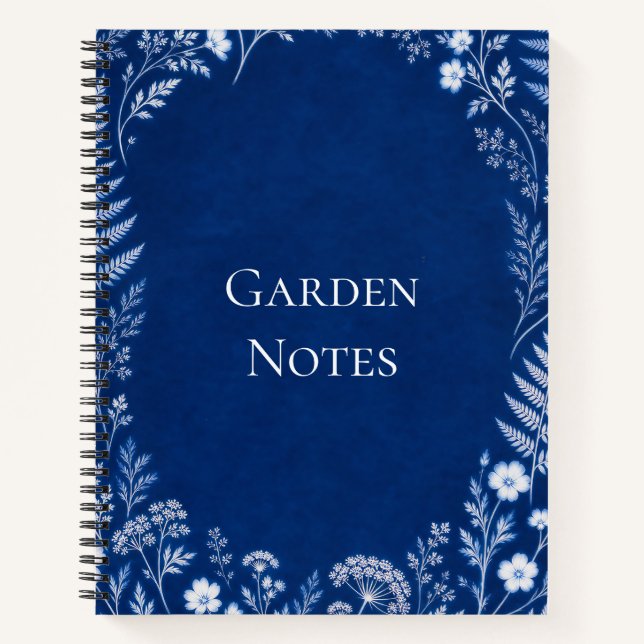 Gartennotizen Blaues Botanisches Notizbuch (Vorderseite)