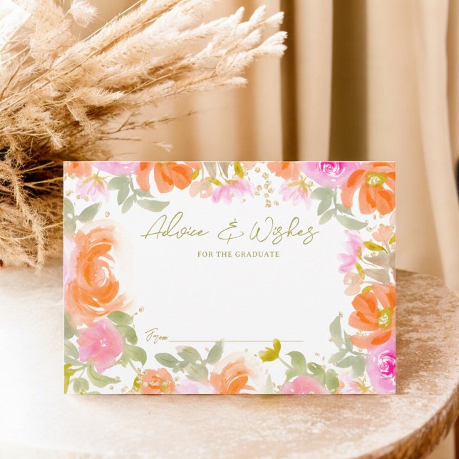 Gartenorange boho Wildblumen Abschluss Begleitkarte (Garden orange boho wildflowers graduation enclosure card)