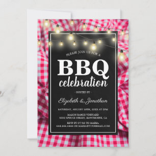 Gartenparty-Barbecue   Rustikales rotes Karo-BBQ Einladung