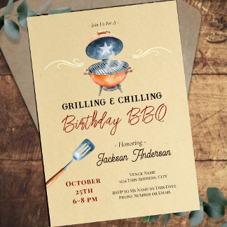 Gartenparty BBQ 20. Geburtstagsfeier Grillen Chill Einladung