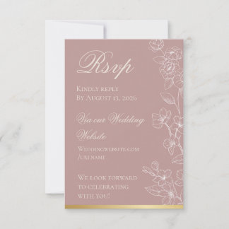 Gartenparty-Mauve- und Gold-RSVP-Karte RSVP Karte