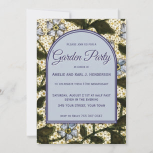 Gartenparty - Staubblaues Vintage-Blumen-Naturdesi Einladung