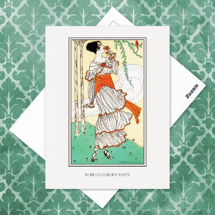 Gartenparty Vintage Dammy Modeillustration Postkarte